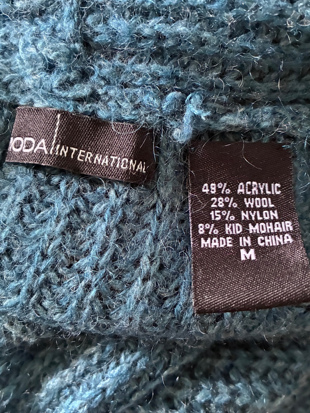VTG Moda International 2000s Victoria's Secret Cozy Teal Chunky Cardigan Sz M - Picture 7 of 7
